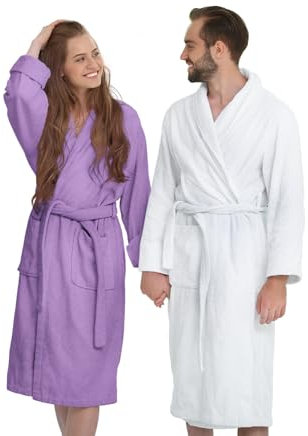 Banzaii Accappatoio Adulto in Spugna Super Assorbente, 100% Cotone di Alta Qualità Ultra Morbido, Accappatoio con Cappuccio Unisex Uomo e Donna | Taglia L Lilla