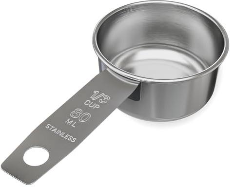 Knupp Co. 1/3 Cup Stainless Steel Measuring Cup | 80 ml | 3 oz | Single Cup | Great for Dog Food Scoop - 1 PK
