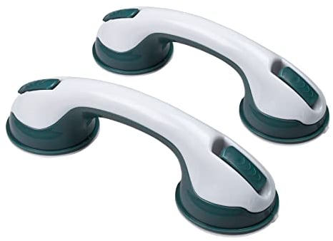 LILIIN 2 Stück Wannengriff Griffstangen mit Saugnapf Badewannengriff Ohne Bohren Haltegriff aus Kunststoff Anti-Rutsch Tragbare Duschgriffe für Kinder und ältere