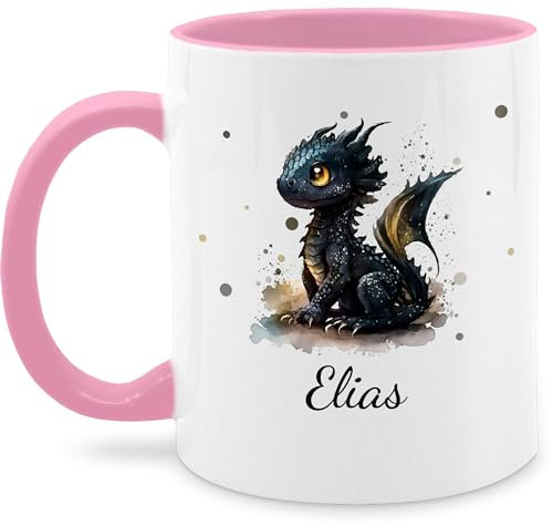 Tasse Tassen 325ml - Süßer Kleiner Drache mit Namen I Nachtdrache I Dragon I Drachen I Drachenzähmen - 325 ml - Rosa - httyd merch drachenmotiv dragons zähmen teetasse name personalisierte und