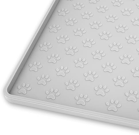 Ptlom Dog Food Mat Anti-Slip Pet Bowl Mats for Food and Water, High-Lips Pet Placemat Prevent Messy Spills to Floor, Waterproof Puppy Feeding Tray for Small, Medium Large Dogs Cats, Silicone