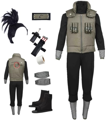 MANMICOS Shikamaru Cosplay-Kostüm, US-Größe, Anime, Herren, Grün, Weste, Halloween-Anzug (Größe XL)