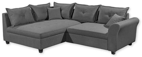 Stella Trading Liz Ecksofa mit Schlaffunktion in Anthrazit - Modernes Schlafsofa in L-Form für Ihr Wohnzimmer - 252 x 87 x 175 cm (B/H/T)