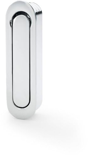 Flush Sliding Pocket Door Pull Handle - Polished Chrome 70mm x 19mm Radius Edge