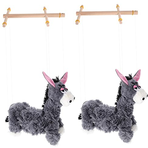 Alasum 2St Esel-Marionette Eselpuppenspielzeug Plüschspielzeug für Mädchen Tiere pupskissen marionetten puppenaugen spielzeuge Puppenspiel-Requisite Zubehör für Puppenspiele Kiefer Grey