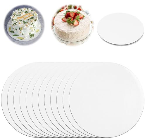 12 Stück Tortenunterlage 25cm X 3mm Cake Board Rund Weiß Tortenplatte Pappe Tortenboden Tortenspitzen Rund Wiederverwendbar Torten Unterplatten Kuchenplatte BackzubehöR für Transport Torten und Kuchen