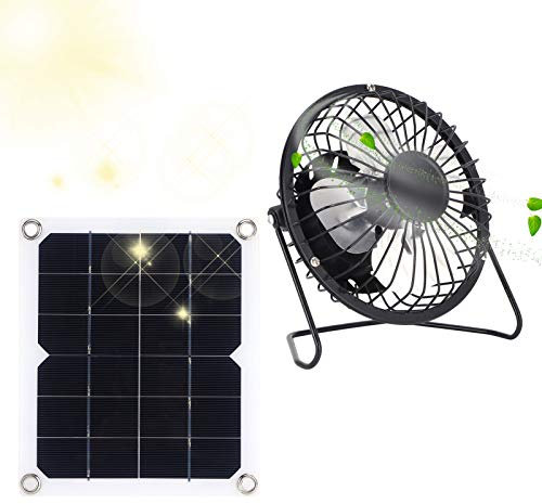 Solarventilator, Campingventilator mit 10 W Solarpanel, Solarpanel mit Kühlventilator, Photovoltaik Solarpanel für Reisen, Picknick, Grillen, Angeln, Outdoor Indoor