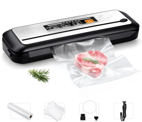 INKBIRD Machine Sous Vide Alimentaire INK-VS01P, Appareil de Mise Sous Vide Automatique avec Cutter pour Aliments Secs et Humides, Rangement Facile à Nettoyer avec Kit de Démarrage 5 Sacs et 1 Rouleau