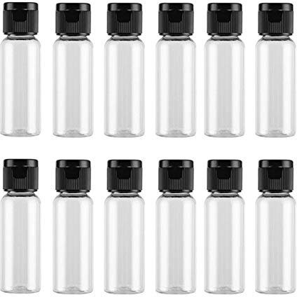 VASANA 12PCS 20ML/0.67oz Plastic Empty Bottle with Flip Cap Squeeze Sample Cosmetic Containers Makeup Travel Sample Packing Containers Jars for Emollient Water Shower Gel Emulsion Hand Lotion