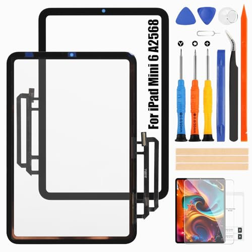 Écran pour iPad Mini 6 6ème Génération A2568 - Remplacement D'écran pour iPad Mini6 Numériseur Écran Tactile pour iPad Mini 6 8.3” Verre Panneau Réparation Kit (Pas LCD)