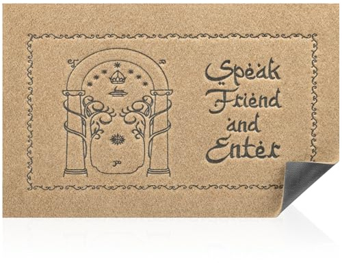 AAZZKANG Funny Welcome Mat Indoor Outdoor Anti Slip Doormat for Entrance Speak Friend and Enter Doormat Super Absorb Mud Easy to Clean Entry Mats for Front Door