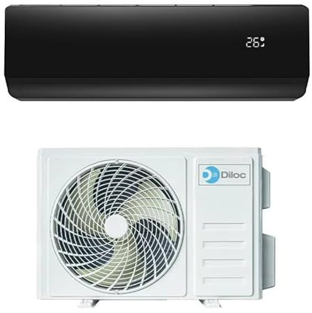 Climatizzatore Condizionatore Diloc Over Black 12000 BTU inverter monosplit Nero in R32 D.OVER12WB in A+++ (A++/A+) Wifi integrato in Pompa di Calore