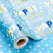Wikadlik Blaues Geburtstags-Geschenkpapier – 43 cm x 10 m – Goldfolie Happy Birthday Schriftzug Polka Dots wendbares Geschenkpapier für Party, Dusche, Urlaub, Feier