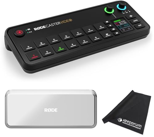 Console vidéo Rode Rodecaster pour production vidéo avec couvercle Rodecover et chiffon Keepdrum