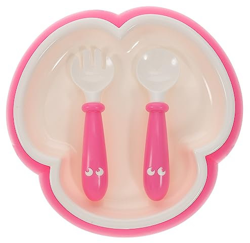 SWOOMEY 1ensemble Set De Couverts Pour Garçon Fille Avec Bol à Ventouse Ustensiles Apprentissage Pour Garçon Fille De Cuillère Et Fourchette Vaisselle Sécurisée Pour Repas
