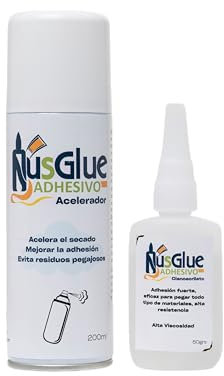 NusGlue Kit Profesional 2 Piezas – Cianoacrilato 50g Alta Viscosidad + Activador200ml de Secado Rápido | Adhesivo Súper Fuerte para Plástico, Metal, Madera, Cerámica, Bricolaje y Reparaciones