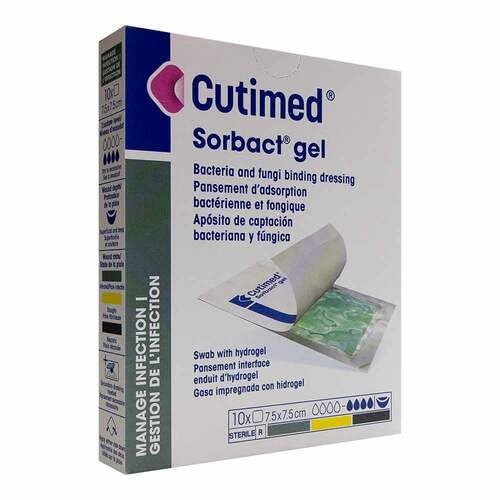 CUTIMED Sorbact Gel Kompressen 7,5x7,5 cm 10 St