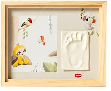 Tiny Love Cornice Foto, Cornice Impronte Neonato, Impronta Mani e Piedi Neonati, Kit impronte neonato, Testato Dermatologicamente, Idea Regalo Neonato, Regalo Nascita, Tiny Creations, colore Legno