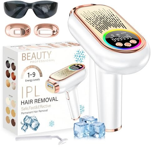 SMARTIA - depiladora láser modelo 2025 - Función de enfriamiento por zafiro - máquina de depilación láser mujer hombre - 9 niveles potencia - Depiladora IPL de luz pulsada – Modo manual y automático