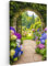 MuchoWow© Leinwand Bilder 60x90 cm Wanddeko Wohnzimmer Aesthetic Room Decor Deko Zimmer Wandbilder Modern Bild auf Leinwand Fensterblick - Einfahrt - Hortensie - Blumengarten