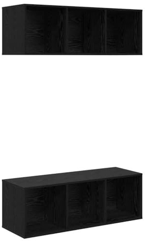 vidaXL Wall-mounted TV Cabinets 2 pcs Black oak 37 x 37 x 107 cm, Living Room, Modern Storage Solutions, Wall-Mounted Shelves, Cube Shelving, Organizing Unit, Functional Home Decor Display