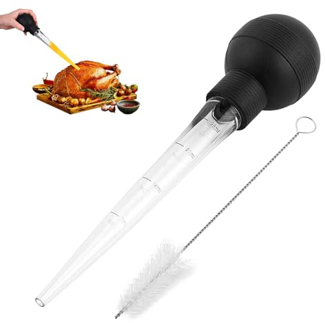 Truthahn Baster - Kochspritze Injektor, Mehrzweck mit Reinigungsbürste, einfaches Squeeze Küchenwerkzeug für saftiges Fleisch Geflügel BBQ | Praktisches zu Vorbereitung Accessory für Heimköche T