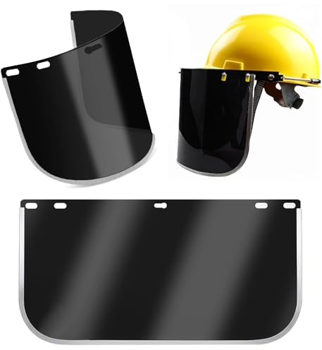 Linzerry 2 Stück Gesichtsschutz Ersatzlinse Face Shield Schwarz Gesichtsschutzschild 39.5x20cm Visierschutz 1mm Getönt Gesichtsschild gesichtsschutz Visier für Schweißen Schleifen DIY Cosplay