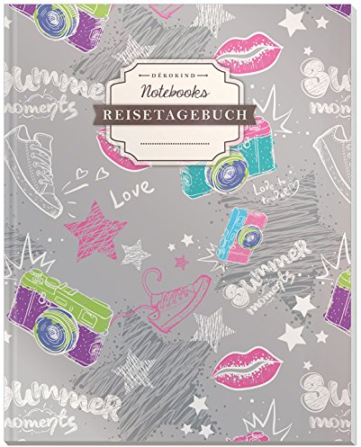 DÉKOKIND Reisetagebuch zum Selberschreiben | DIN A4, 100+ Seiten, Register, Vintage Softcover | Auch als Abschiedsgeschenk | Motiv: Jugendlich