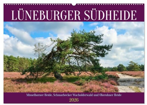 Lüneburger Südheide (Wandkalender 2026 DIN A2 quer), CALVENDO Monatskalender: Misselhorner Heide, Schmarbecker Wacholderwald und Oberohner Heide (CALVENDO Natur)