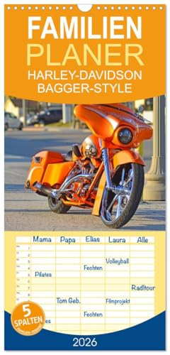 Familienplaner 2026 - BEST OF HARLEY-DAVIDSON BAGGER-STYLE mit 5 Spalten (Wandkalender, 21 cm x 45 cm), CALVENDO: Best of Harley-Davidson Bagger ... in den USA/Florida (CALVENDO Hobbys)