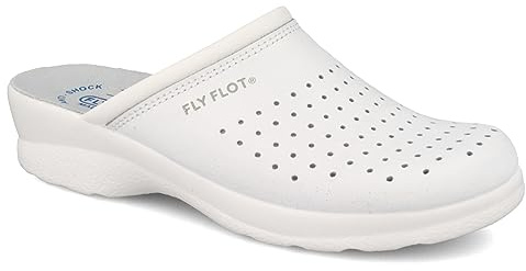 Fly Flot | Woman Professional, Zoccoli Sanitari Donna, Ciabatta con Tomaia in Pelle Forata, Sottopiede in Pelle Scamosciato