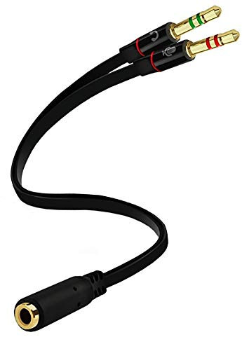 D & K Exclusives Headphone Splitter For Computer 3.5mm Female to 2 Dual 3.5mm Male Headphone Mic Audio Y Splitter Cable Smartphone Headset to PC Adapter