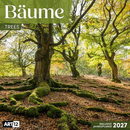 Bäume Broschürenkalender 2027 - 30x30 - Art12 | Stilvoller Natur-Kalender im schlanken Hochformat (aufgeklappt 30x60 cm) | mit Eintrage-Kalendarium