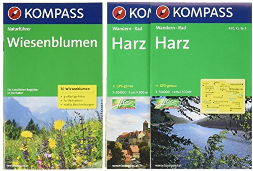 Harz: Wanderkarten-Set mit Radrouten. GPS-genau. 1:50000 (KOMPASS Wanderkarte, Band 450)