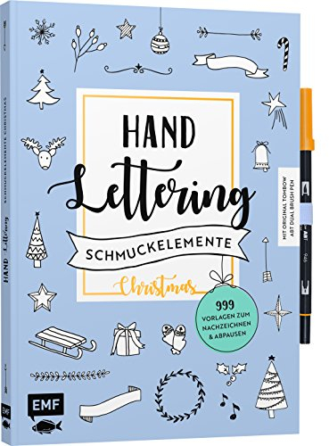Handlettering-Schmuckelemente Christmas – 999 Vorlagen zum Nachzeichnen und Abpausen: Mit original Tombow ABT Dual Brush Pen in Gold