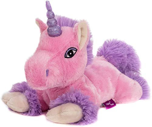 Habibi Premium Wärmekissen/Stofftier f. Kinder u. Erwachsene - 1920 Einhorn rosa m.Glitzerhorn, herausnehmbare Hirsefüllung - Wärmekuscheltier zum Erwärmen i.d. Mikrowelle/Backofen, auch für Babys