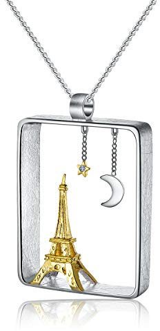 Springlight ✦ Geschenke für Frauen S925 Sterling Silber Anhänger Kette Damen Eiffelturm Design Anhänger Halskette Schmuck Geburtstagsgeschenk für Frauen, Mama Geschenk.