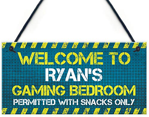 Personalised Gaming Sign Door Sign For Boys Bedroom Games Room Gamer Gift Sign