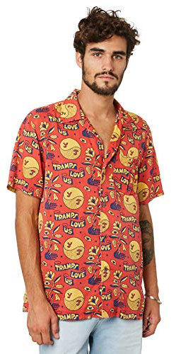 Deus Ex Machina Love Tramp Short Sleeve Shirt Small Red Molten