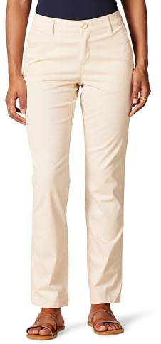 Amazon Essentials Women's Slim Fit, Straight leg Stretch Twill Chino Pant, Light Tan, 14