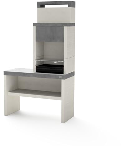 TUOZI - Barbecue à Charbon Modèle PLAN 2 (Gris/Blanc - 110 x 47 x 192 cm) REF: 8035