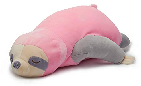 Nuffeldöns Kuscheltier Nackenkissen Stillkissen Schwangerschaftskissen Faultier Kissen für Kinder Stofftier sehr weich und flauschig (Rosa, 80)