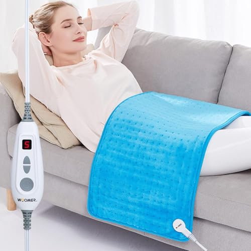 WOOMER Elektrisches Heizkissen zur Linderung von Rückenschmerzen und Krämpfen, 83,8 x 43,2 cm, extra groß, Heizkissen mit mehrfarbiger Option, Nasstherapie-Funktion, automatische Abschaltung innerhalb