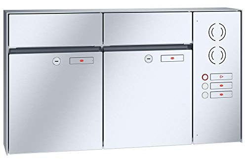 RENZ/Plan / 2er Aufputz-Briefkastenanlage Wand-Briefkasten mit Sprechfeld / V4A-Edelstahl/Volumen 21 L/Dein-Briefkasten.de