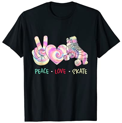 Frieden Liebe Skate Regenbogen Krawatte Farbstoff Roller Ska T-Shirt