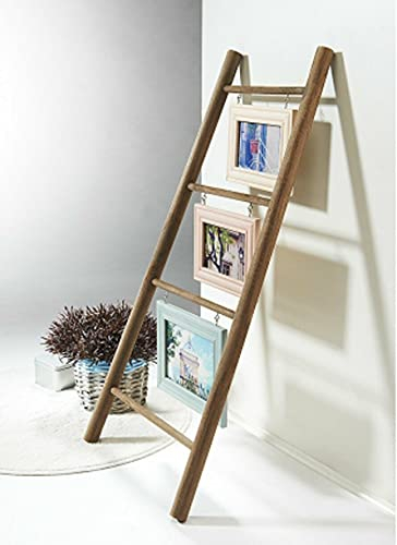Cadofe Fotoleiter mit 3 Bilderrahmen - Holz Deko - Pastellfarbe Fotorahmen Wanddeko Neu