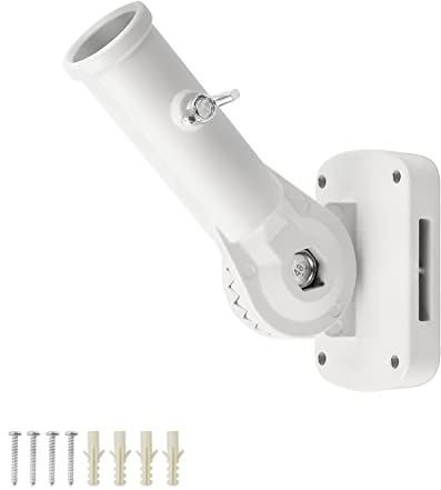 Fahnenmast aus Aluminium, MYLERCT Fahnenmasthalter Innendurchmesser 29,8 mm, 180° Drehbar Verstellbare Halterung, Flaggenhalter mit Schrauben, für Haus Garten Balkon (Weiß)