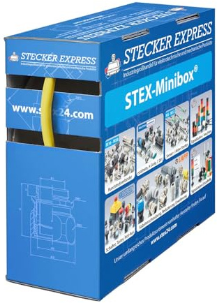STEX24 Schrumpfschlauch 3:1, Minibox mit 8,3m, gelb 6,0/2,0mm, 1/4 Zoll, WSB3 Schrumpftemperatur mind. 70°C, vollständig bei mind. 100°C - 1 Stück