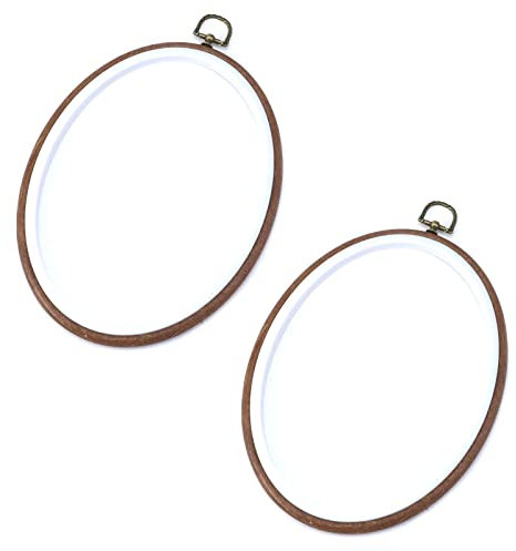 Dnyta 2 Stück 17,8 x 23,9 cm Antiker Stickrahmen Rahmen Oval Kreuzstich Hoop Ring für Heimdekorationen, Geschenke, Stickerei Display