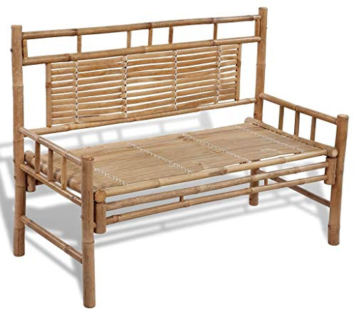 ZQQLVOO Banc de jardin en bambou de 120 cm - Facile à monter - Un bon choix pour l'été à venir